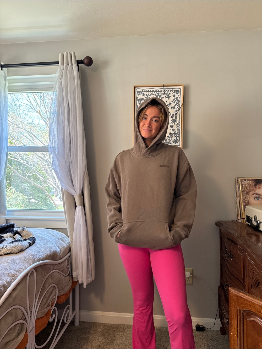Hollister Taupe Hoodie Sweatshirt